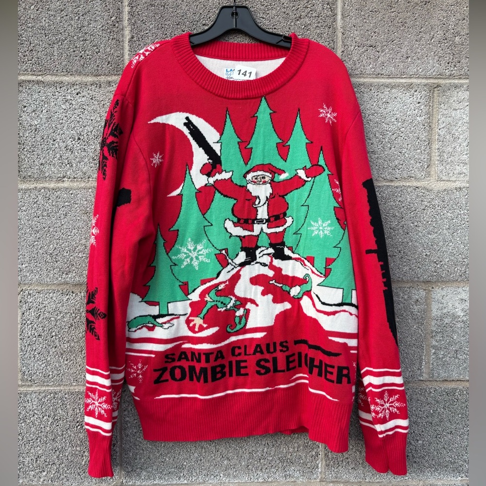 Zombie Sleigher Santa Ugly Christmas Sweater Men’s Size XL LA Police Gear
